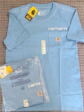 Carhartt Sky Blue Pocket Tees with Chest Logo NWT!